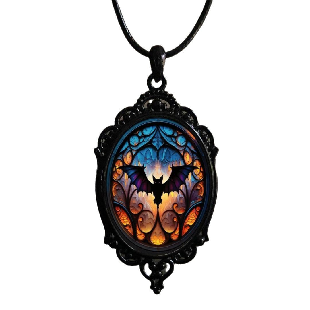 Hot-selling cross-border retro gothic raven cross witch Halloween pendant necklace wholesale European and American jewelry